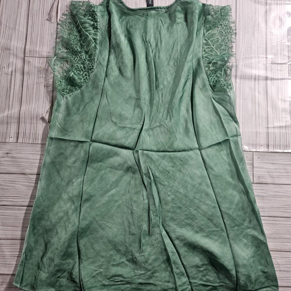 Venti6 Blouse Womens Small Green Lace V Neck Sleeveless Tunic Top Italy - Picture 5 of 6